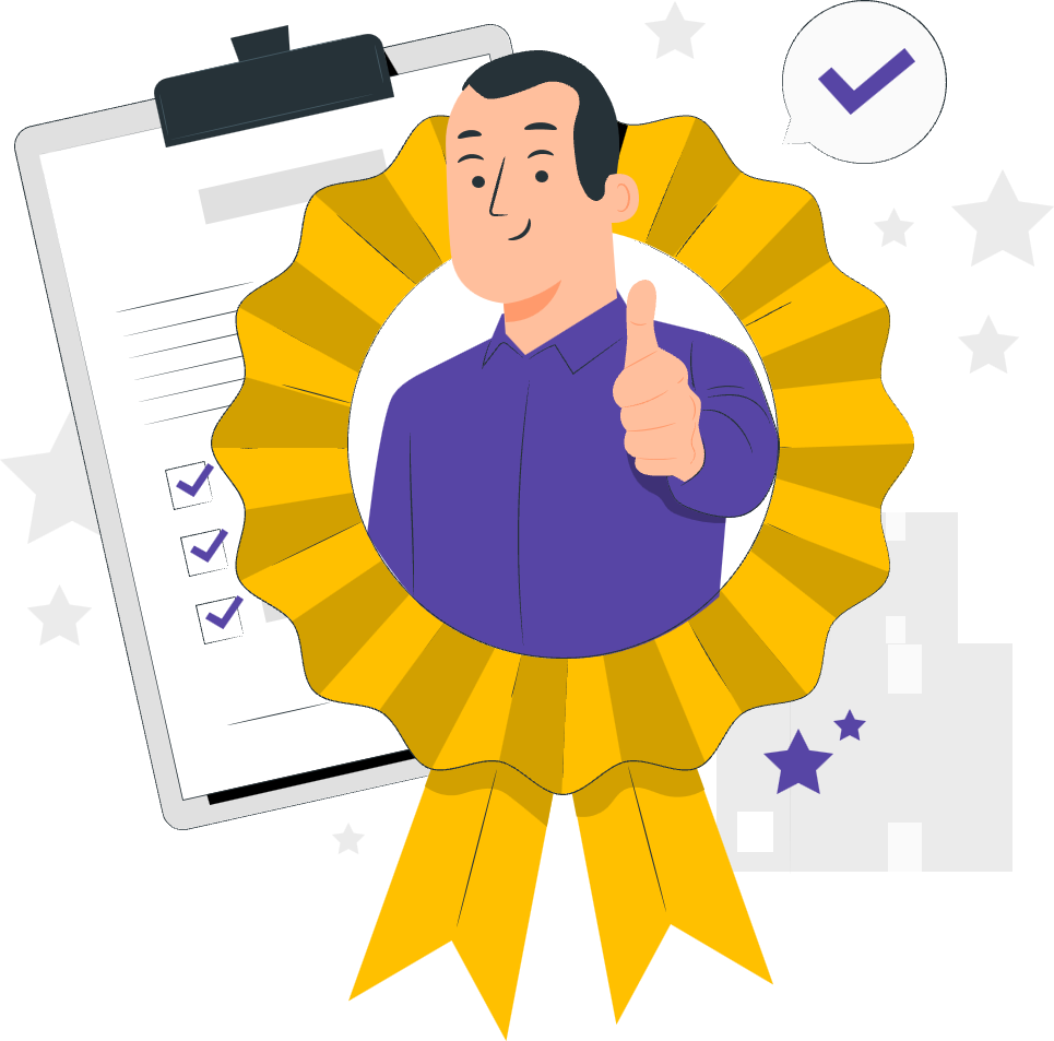 Ilustrasi penghargaan sebagai simbol kredibilitas brand melalui video animasi 2D company profile.