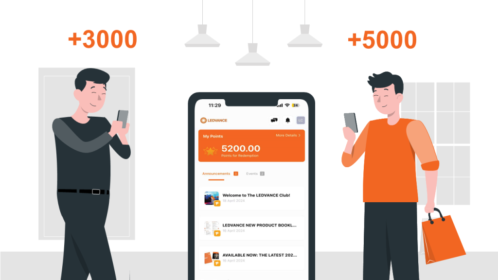 Ilustrasi video animasi explainer yang menunjukkan dua orang menggunakan aplikasi digital di smartphone.