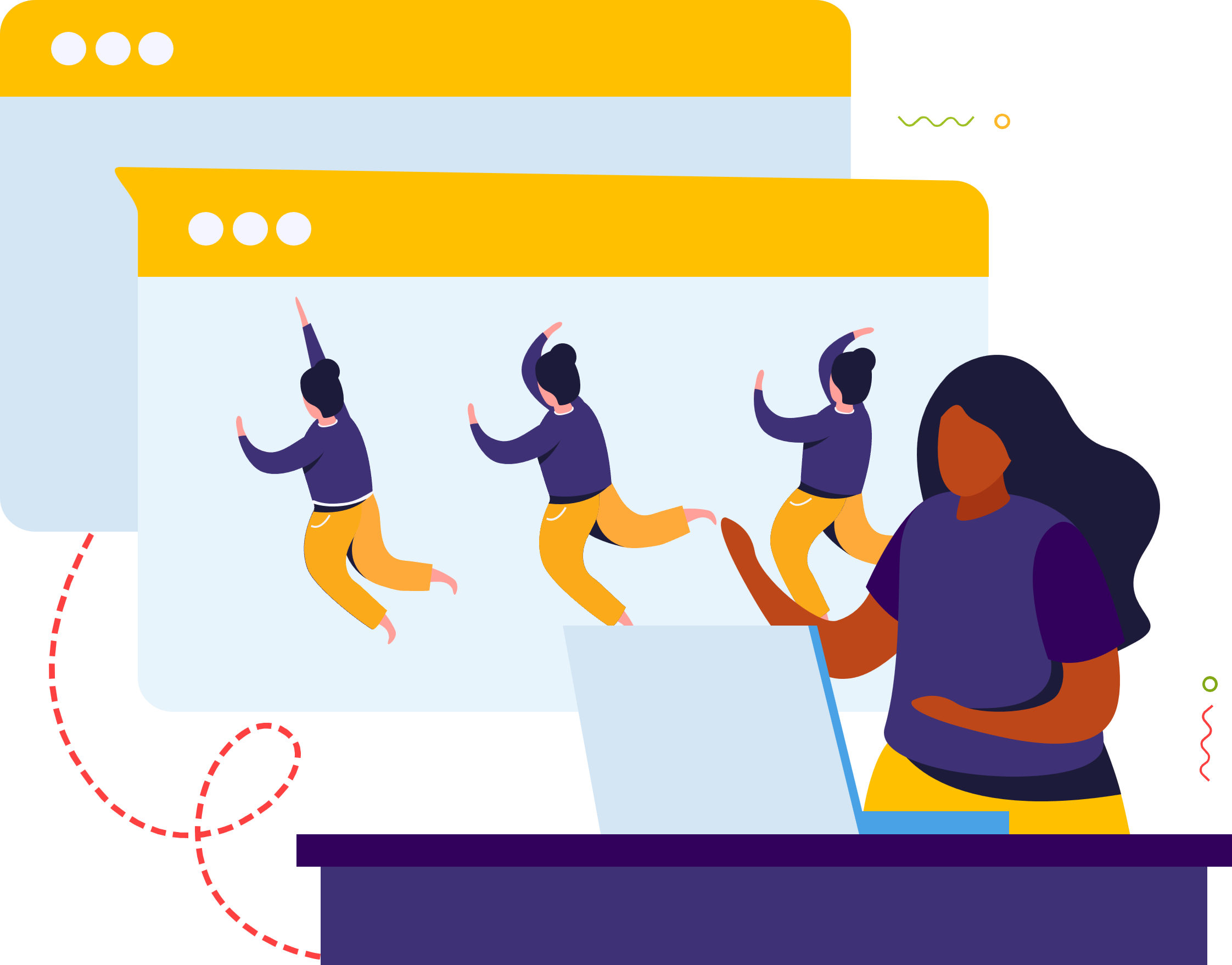 Ilustrasi proses produksi animasi motion graphic dan animasi teks pada video kaleidoskop perusahaan.